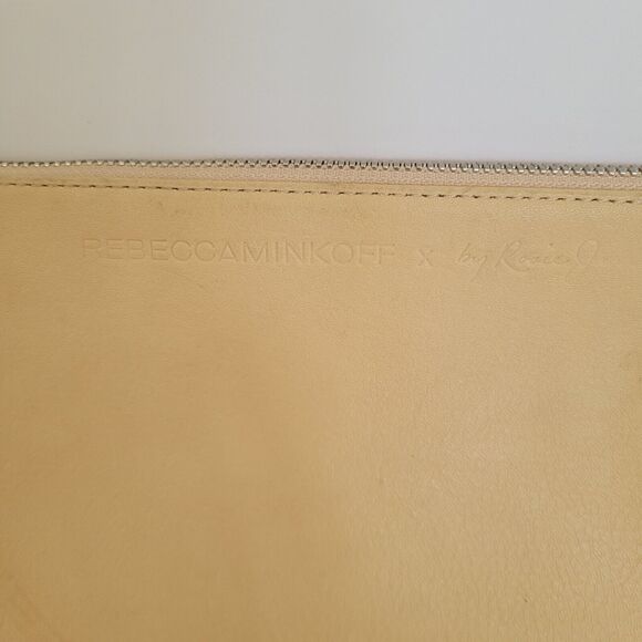 Rebecca Minkoff X By Rosie Jane Feminist Leather Tan Pink Wristlet Zip Half Moon - Picture 4 of 9
